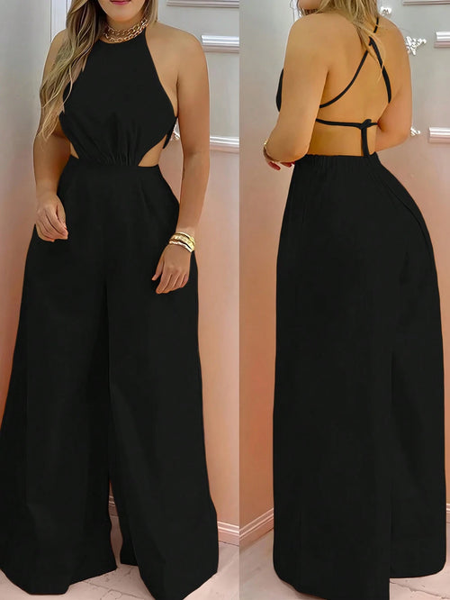 Elegant Backless Wide-Leg Jumpsuit for Women – Chic Party & Event Outfit